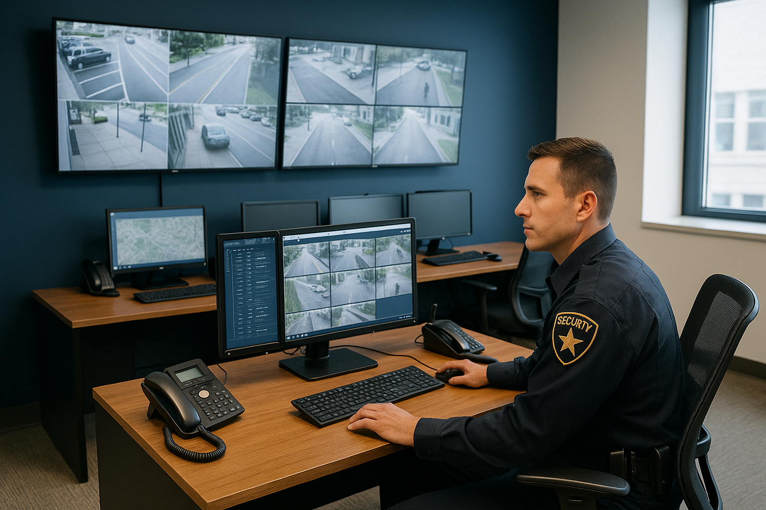 Security officer monitoring
